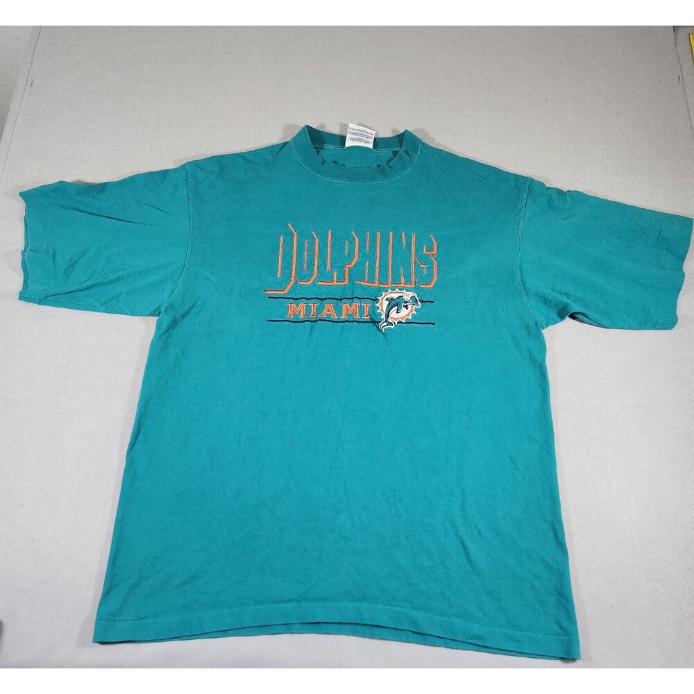 Vintage 90s Retro Miami Dolphins Emrbroidered Shirt Green XL